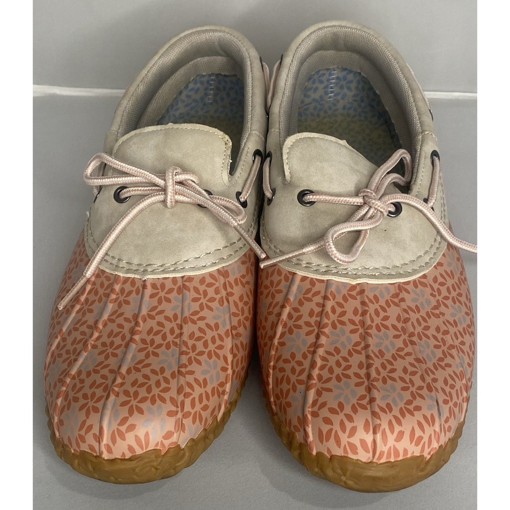 JBU by Jambu Shoes Women's 11 Gwen Garden Ready Peach Floral Rubber Slip-on Duck